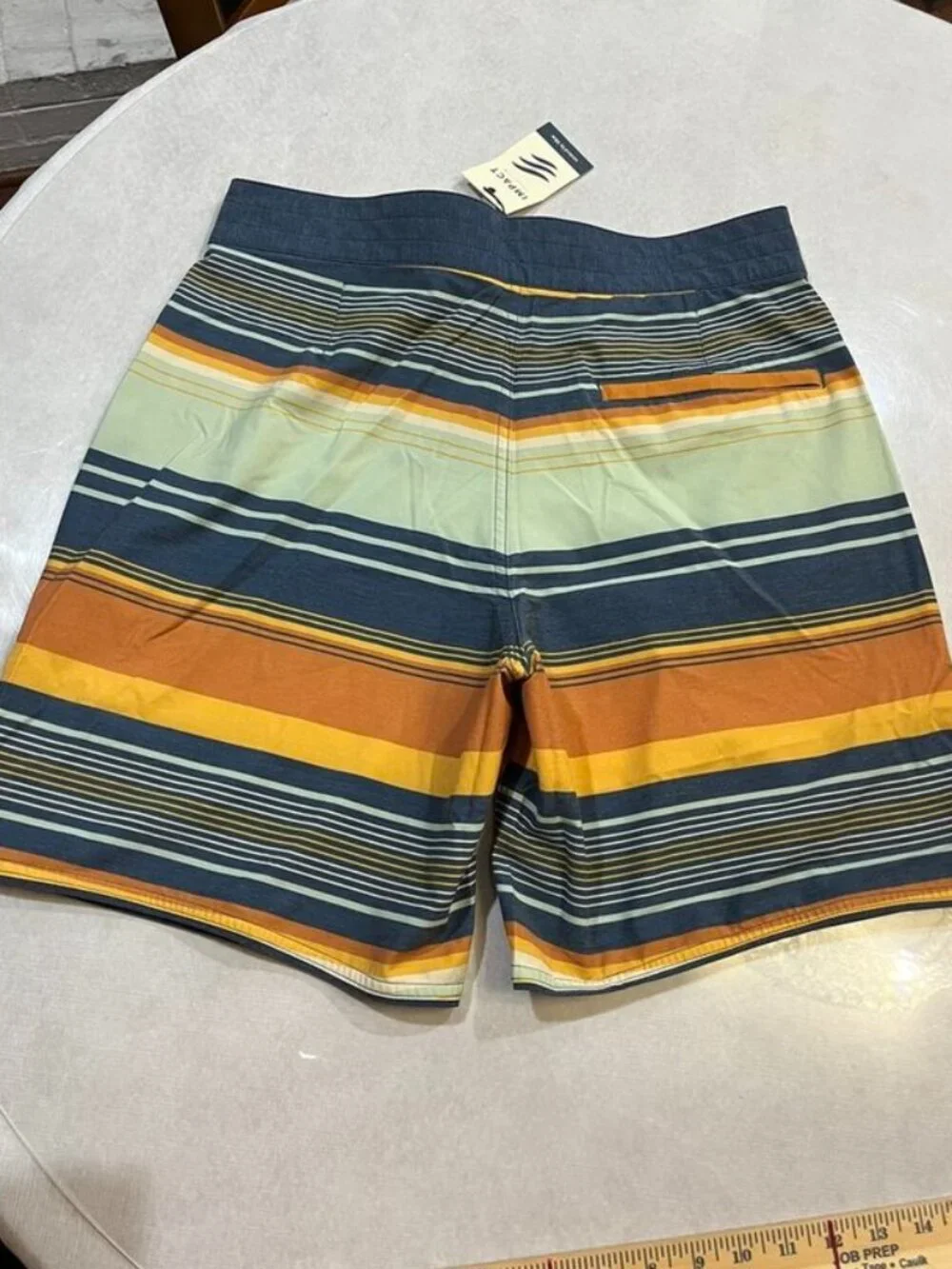Impact Collection Board Shorts Striped Swim Trunks 34 Blue